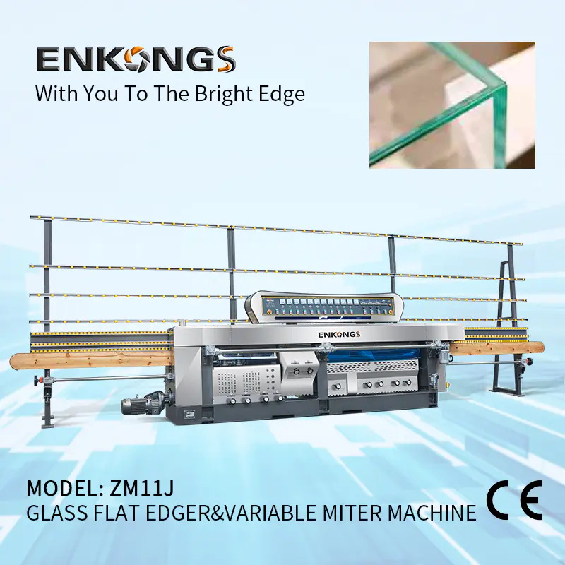 Enkong 5 adjustable spindles glass mitering machine suppliers for grind